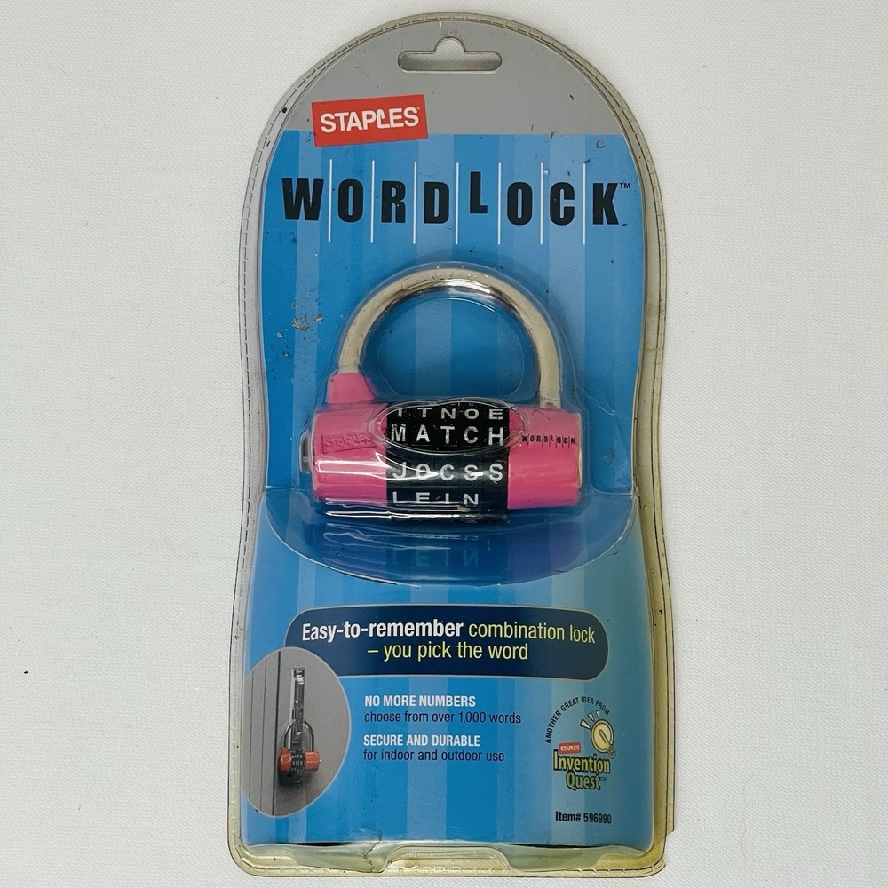 Staples‎ WordLock Pink Easy-To-Remember Combination Lock #59690